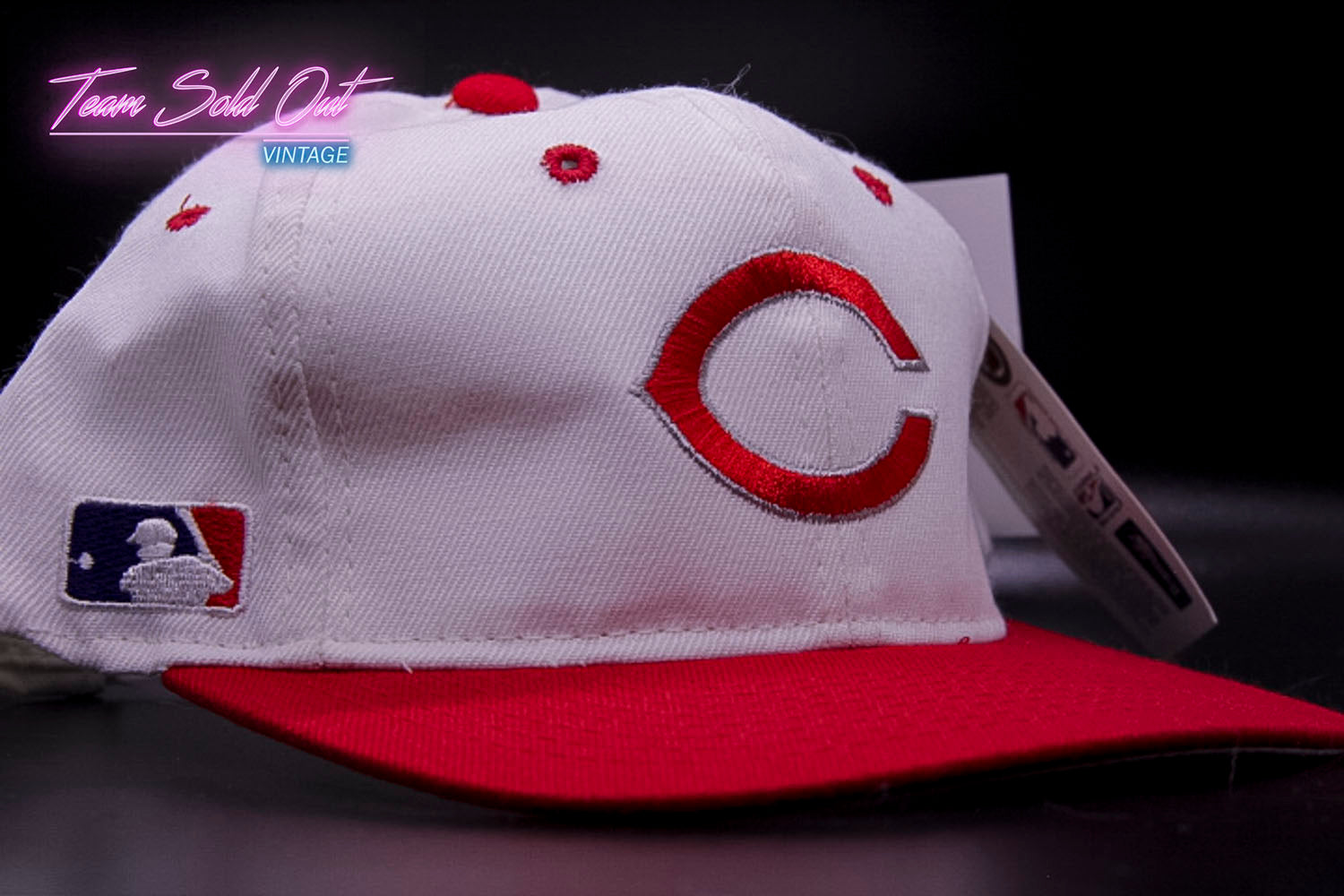 Vintage Cincinnati Reds Sports Specialties Plain Logo Pinstripe Snapback  Cap Hat