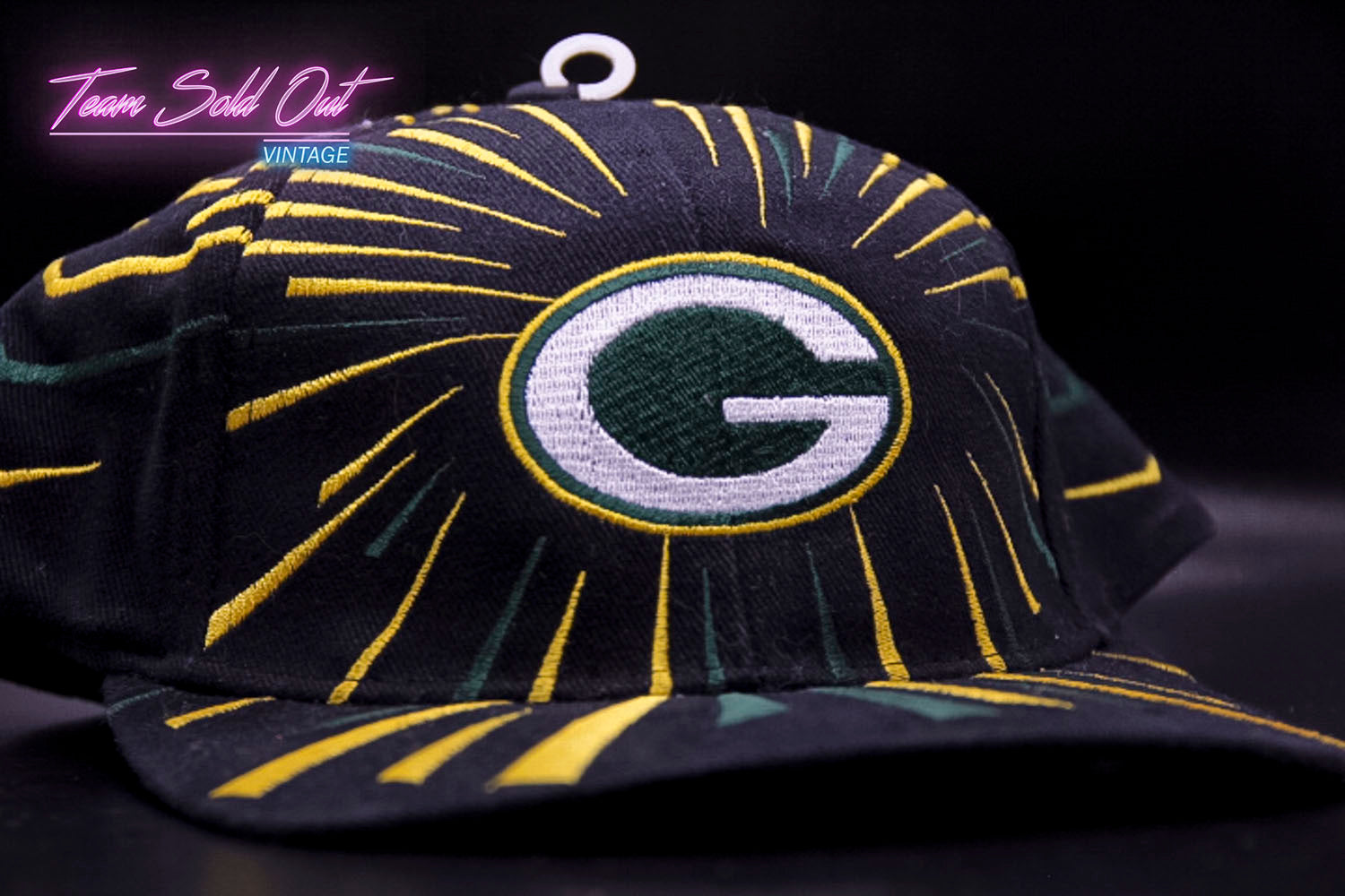 Green Bay Packers Snapback Vintage Logo Cap Hat Black