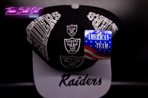 Vintage Los Angeles Raiders Block Script Brim Snapback Hat NFL – Team Sold  Out Vintage