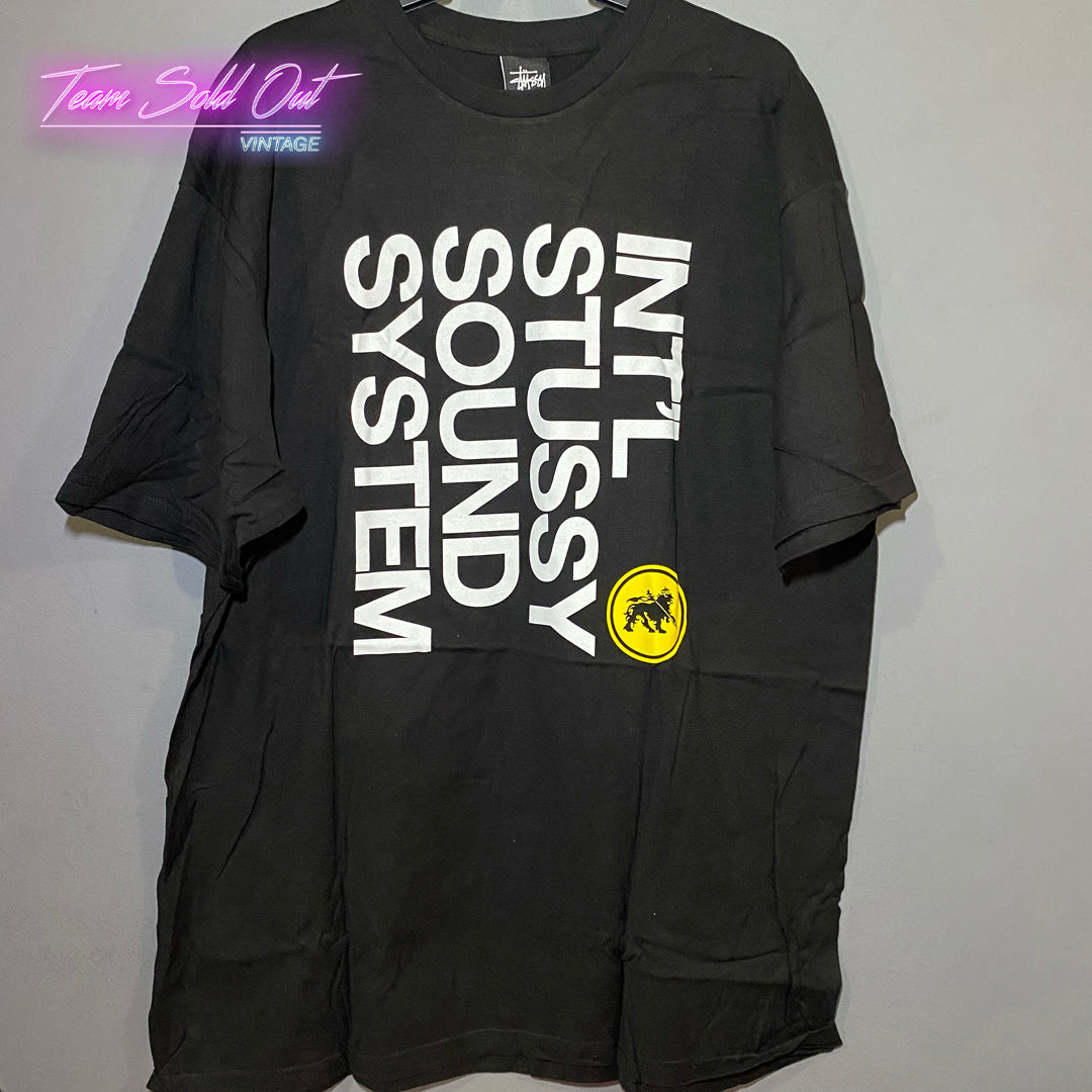 Vintage New Stussy Black Intl Sound System Tee T-Shirt XL