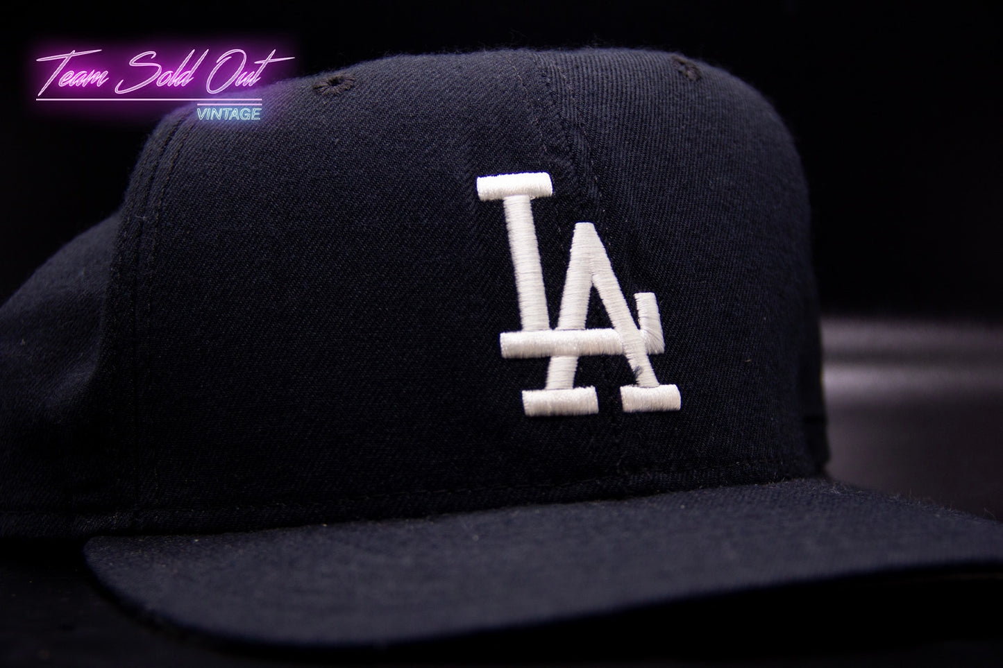 Vintage New Era Black Dome Los Angeles Dodgers Plain Logo Snapback Hat MLB