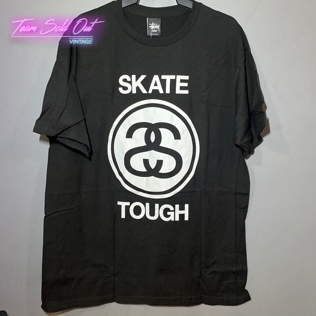 Vintage New Stussy Black Skate Tough Tee T-Shirt Medium