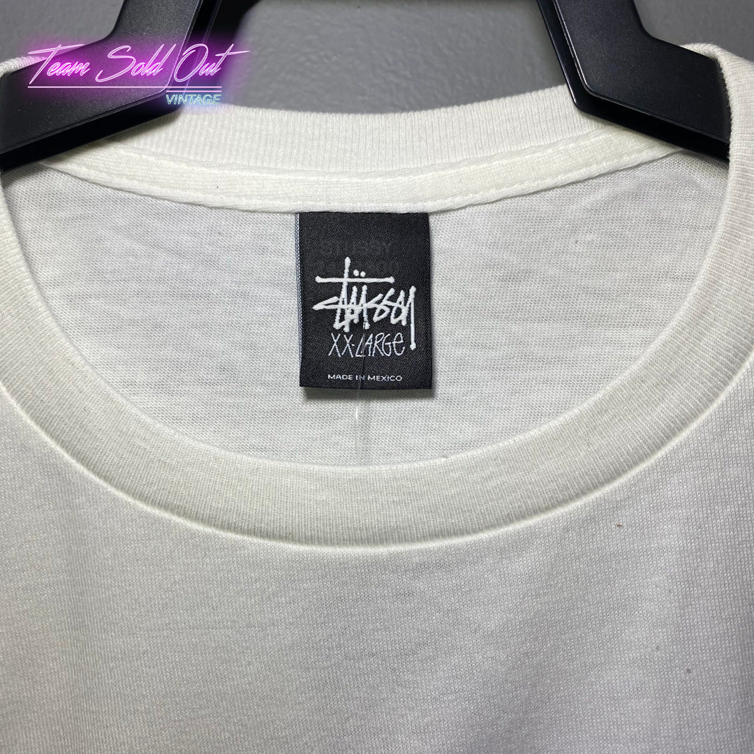 Vintage New Stussy White N 4 Beach Camo Tee T-Shirt XXL (2XL)