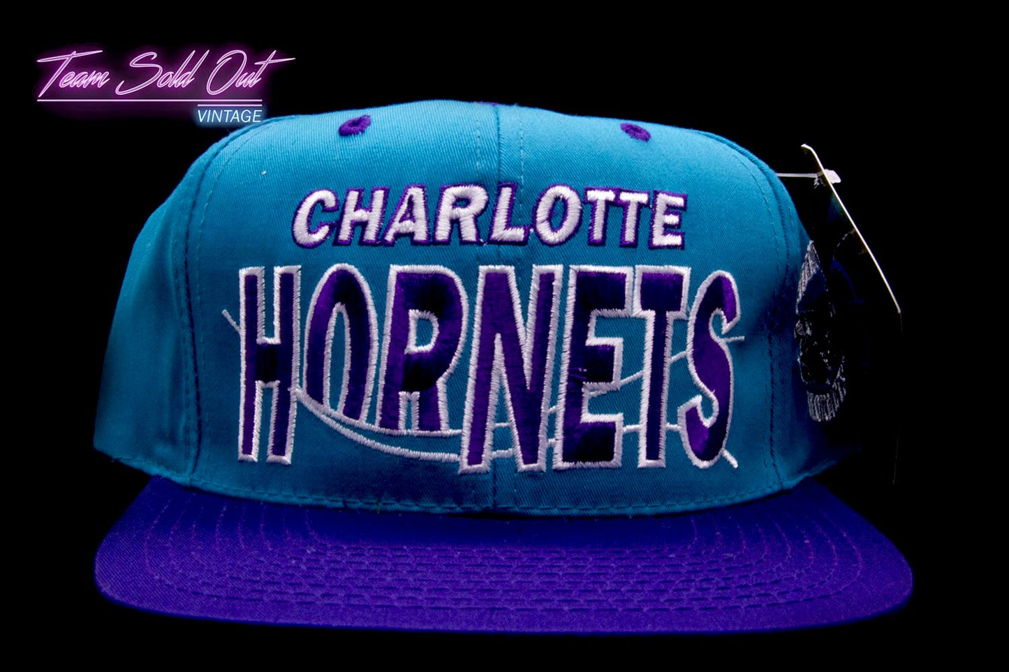 Vintage G Cap Spell Out Wave Charlotte Hornets Snapback Hat NBA