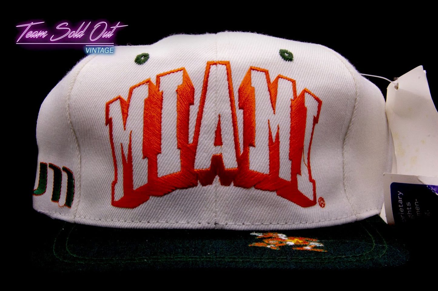 Vintage Cap Boy Block Head White Miami Hurricanes Snapback Hat NCAA