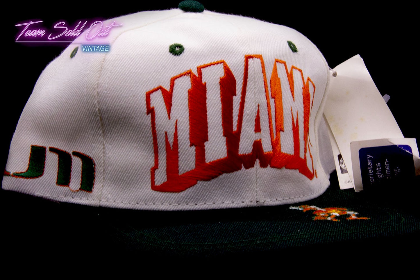 Vintage Cap Boy Block Head White Miami Hurricanes Snapback Hat NCAA